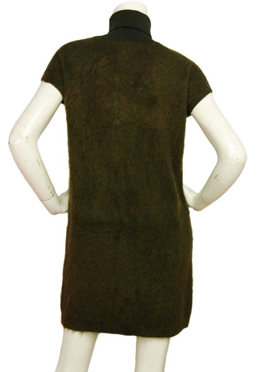 Louis Vuitton Green Mohair Sleeveless Dress In Excellent Condition In New York, NY