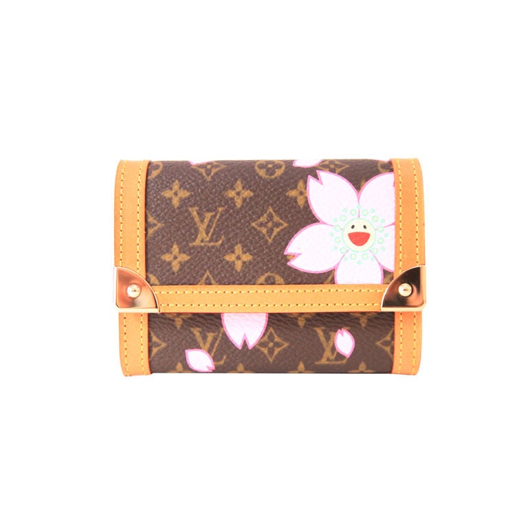 Louis Vuitton Limited Edition Takashi Murakami Cherry Blossom Monogram  Canvas International Wallet in Brown