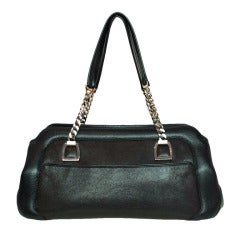 CARTIER Brown Leather Bag with Black Trim and Palladium Hardware