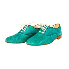 CHRISTIAN LOUBOUTIN NEW "Fred" Turquoise Blue Watersnake Shoes Sz. 37 RT $895