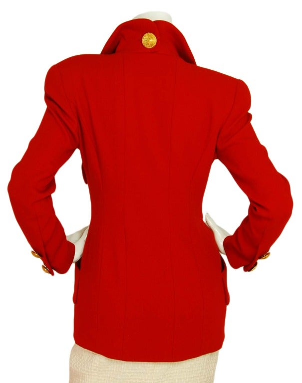  CHANEL Blazer rouge vintage W. boutons dorés tissés Taille 38 Pour femmes 
