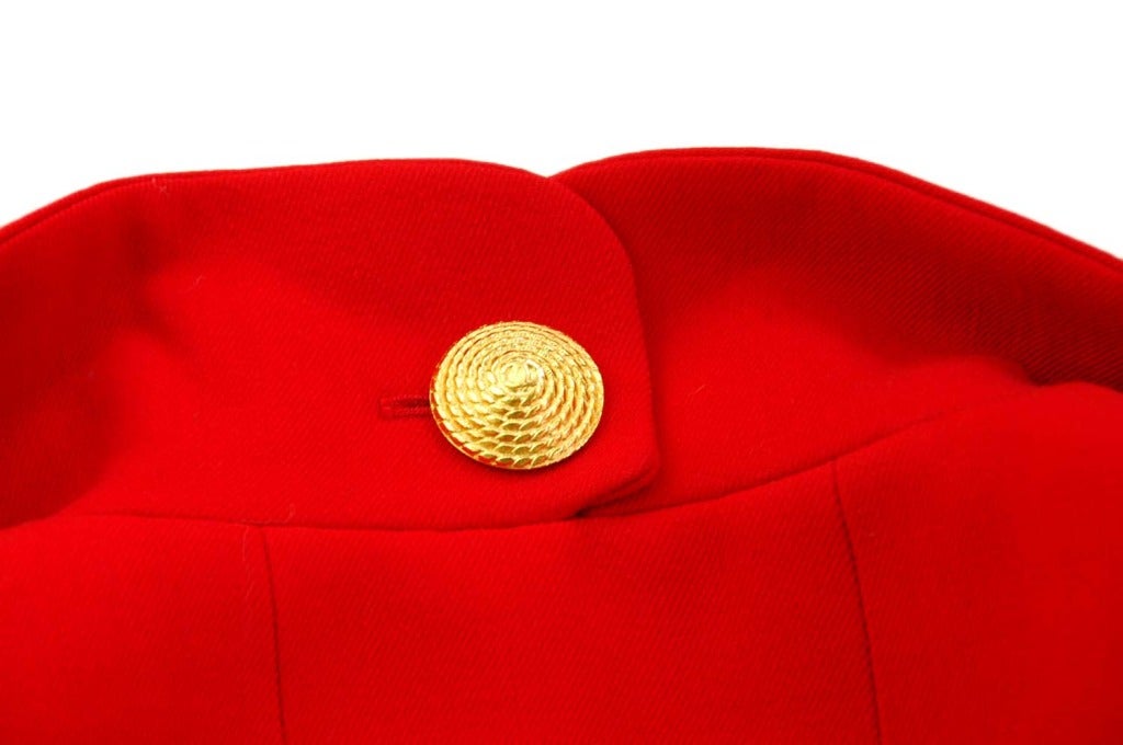 CHANEL Red Vintage Blazer W. Woven Gold Buttons Sz. 38 3