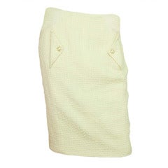 CHANEL NWT Ivory Tweed Skirt With Front Pockets - Sz. 6(Rt. $1700)