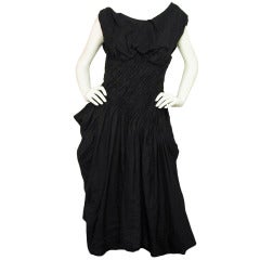 BOTTEGA VENETA Black Sleeveless Ruched Dress With Puffed Bottom - Sz 10