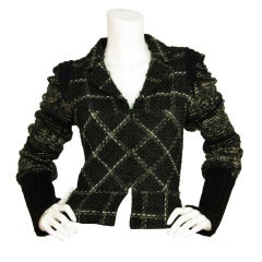 CHANEL Black/White Knit Sweater Jacket - Sz 2