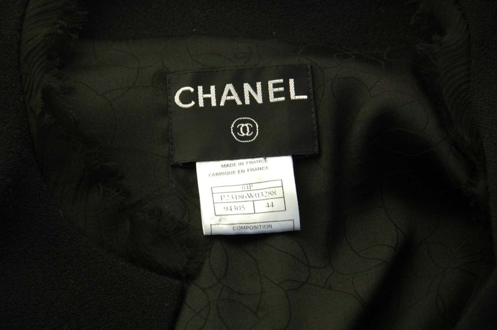 Women's CHANEL Black Jacket W/Ruched Silk Panel And Trim - Sz 12