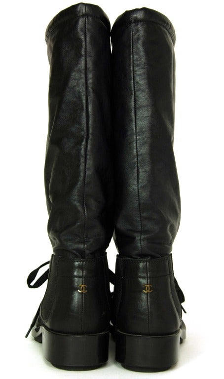black mid calf lace up boots