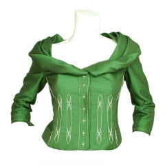 CAROLINA HERRERA Green Jkt W/Contrast White Stitching
Bow on Collar-rt $3800 CAROLINA HERRERA Green Jkt W/Contrast White Stitching
Bow on Collar-rt $3800