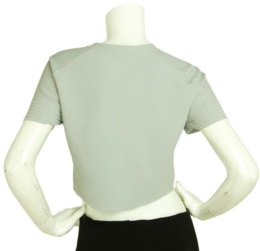 Alaia Grey Cropped Short Sleeve Cardigan In Excellent Condition In New York, NY