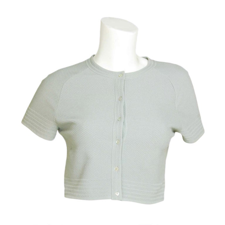 Alaia Grey Cropped Short Sleeve Cardigan