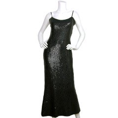 Chanel Black Sequins Fit and Flare Gown