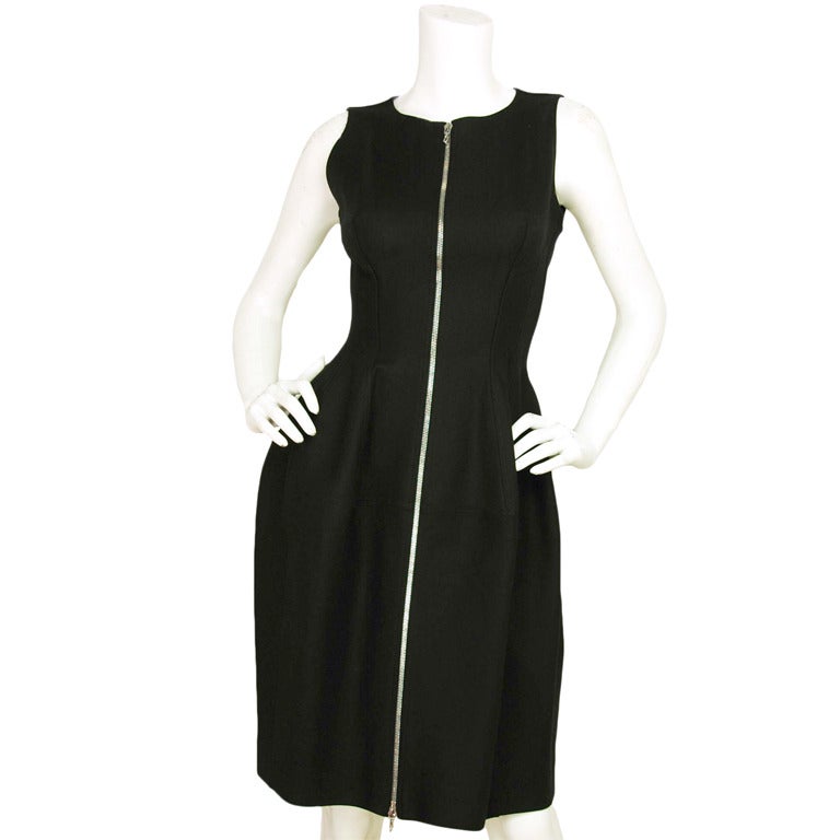 ALAIA PARIS NWT Black Peplum Zip Front Sleeveless Dress Sz. 40 at 1stDibs
