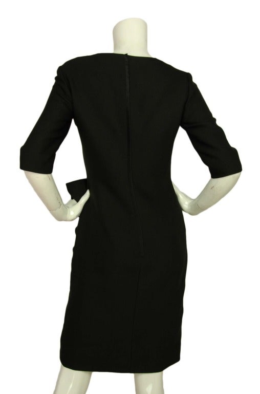 VALENTINO Black 3/4 Dress W. Crossover Ruffled Bow Detail Sz. 4 In Excellent Condition In New York, NY