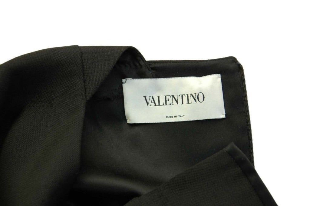 Women's VALENTINO Black 3/4 Dress W. Crossover Ruffled Bow Detail Sz. 4