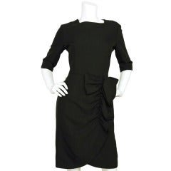 VALENTINO Black 3/4 Dress W. Crossover Ruffled Bow Detail Sz. 4