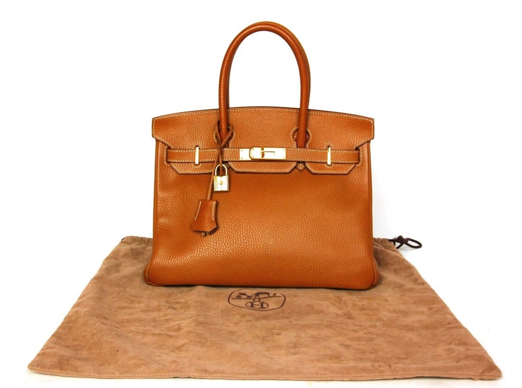 HERMES 1998 Tan Togo Leather 30cm Birkin Bag W. Gold Hardware In Good Condition In New York, NY
