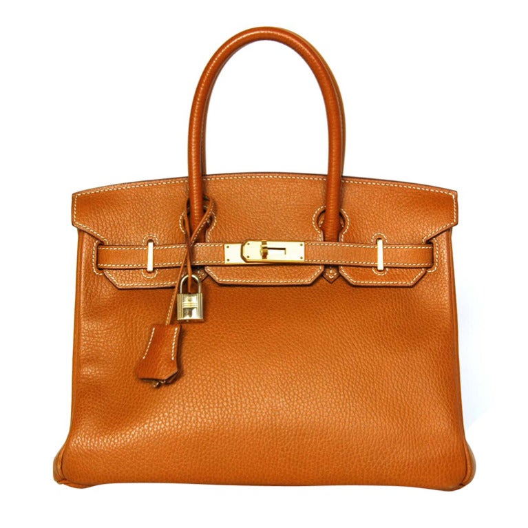 HERMES 1998 Tan Togo Leather 30cm Birkin Bag W. Gold Hardware