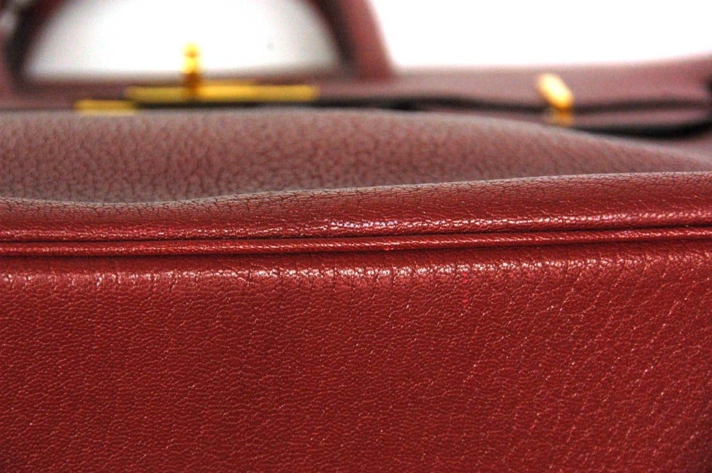 Women's HERMES Chevre Leather Rouge H 32cm HAC Birkin Bag W. Gold Hardware 2002