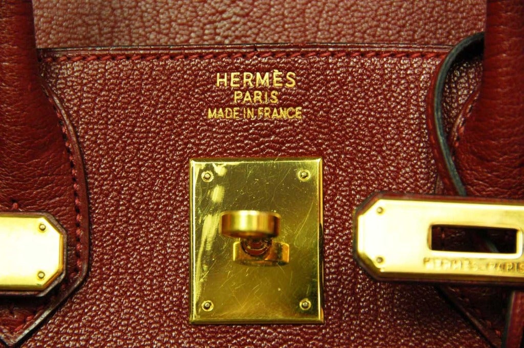 HERMES Chevre Leather Rouge H 32cm HAC Birkin Bag W. Gold Hardware 2002 2