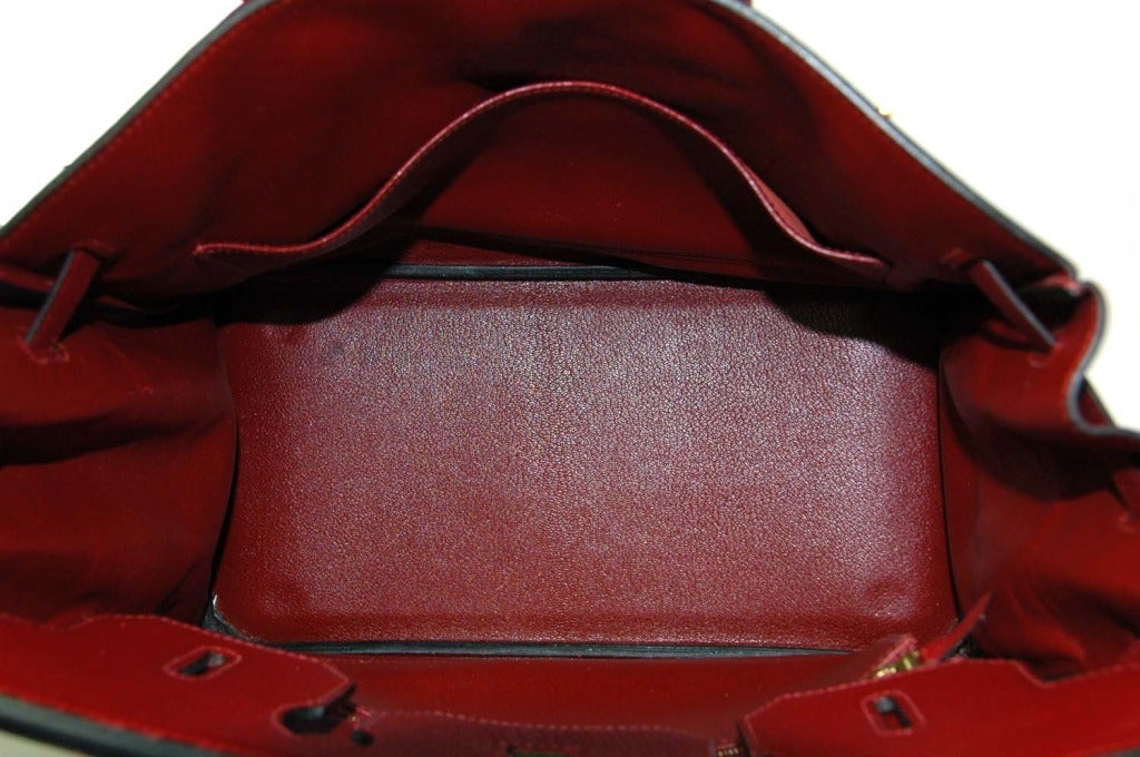HERMES Chevre Leather Rouge H 32cm HAC Birkin Bag W. Gold Hardware 2002 3