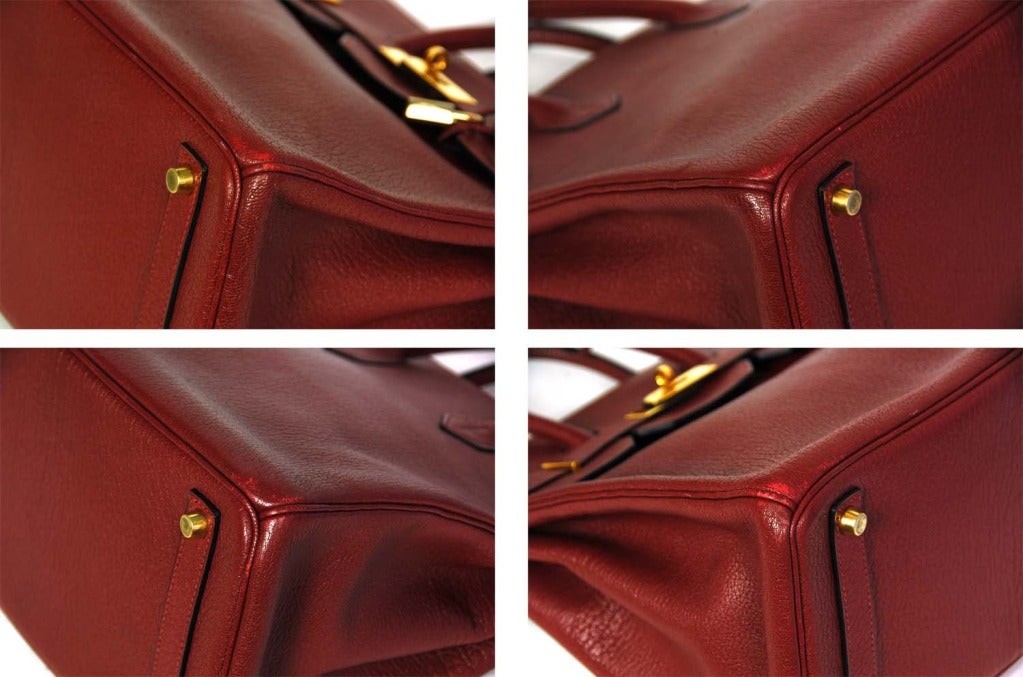 HERMES Chevre Leather Rouge H 32cm HAC Birkin Bag W. Gold Hardware 2002 4
