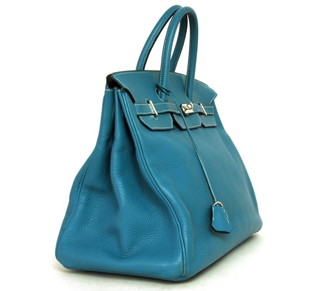 Hermes Blue Jean 40cm Birkin Bag
Age: 2003
Made In France
Materials: Togo Leather
Stamped: HERMES PARIS MADE IN FRANCE
Blind Stamp Reads: G

Length: 16