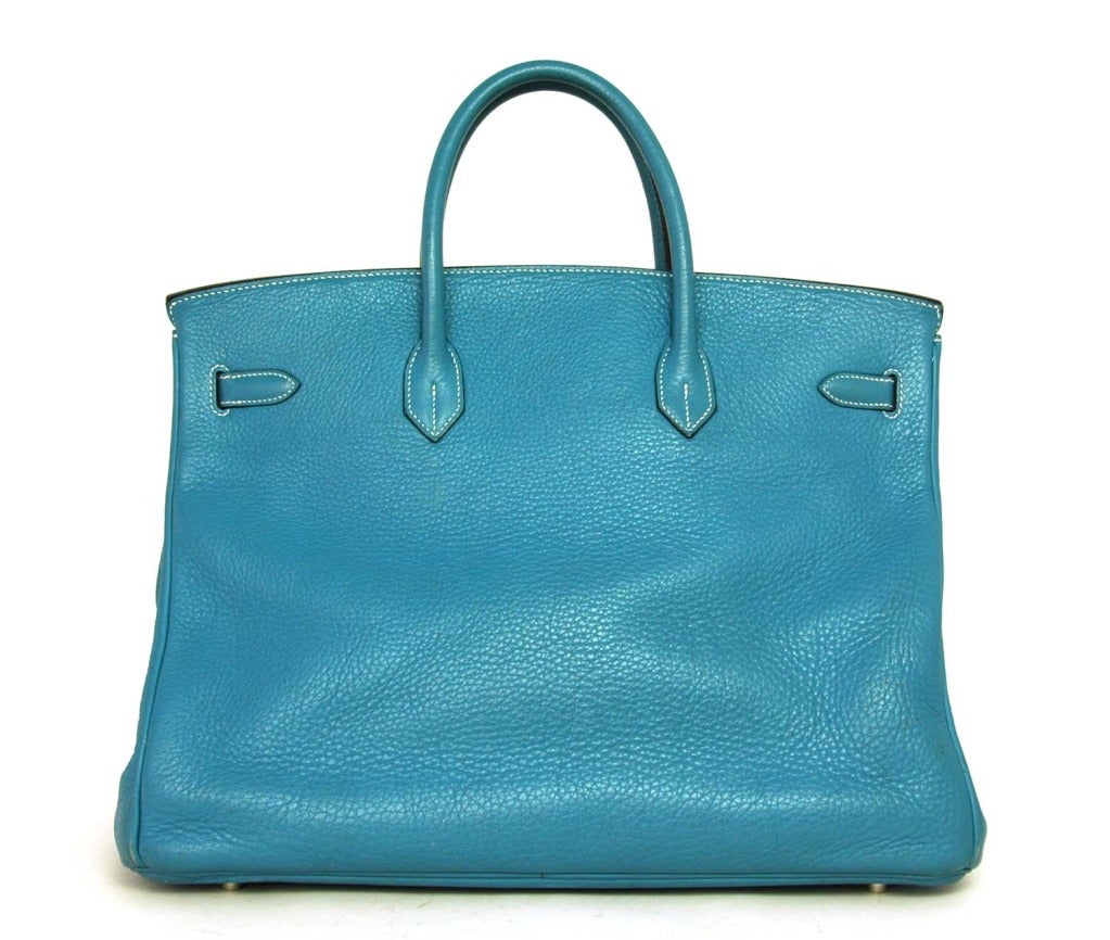 HERMES Blue Jean 40cm Birkin Bag In Good Condition In New York, NY