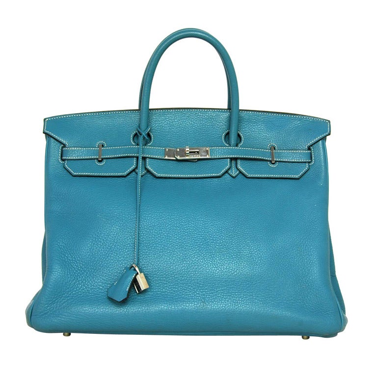 HERMES Blue Jean 40cm Birkin Bag