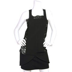 GIVENCHY Black Lace Trim Mini Jumper Dress - sz.Small