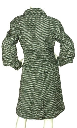 CHANEL 2010 Blk/Wht Tweed Coat With Criss Cross Belt and Pleated Elbows Sz. 42 In Excellent Condition In New York, NY