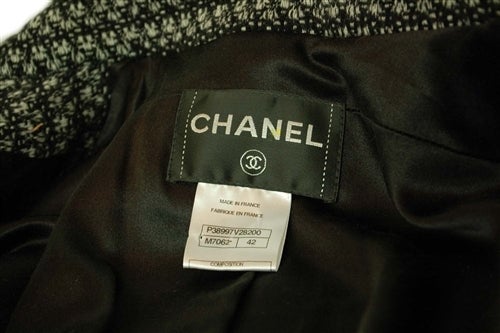 CHANEL 2010 Blk/Wht Tweed Coat With Criss Cross Belt and Pleated Elbows Sz. 42 1