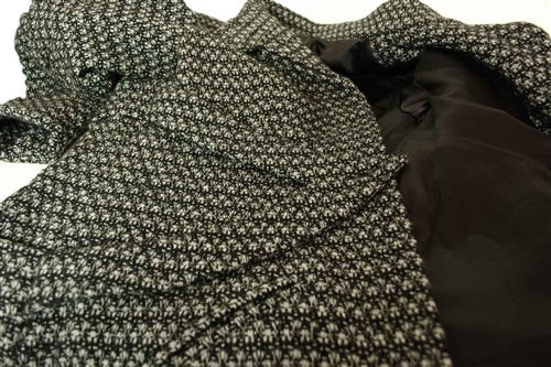 CHANEL 2010 Blk/Wht Tweed Coat With Criss Cross Belt and Pleated Elbows Sz. 42 2