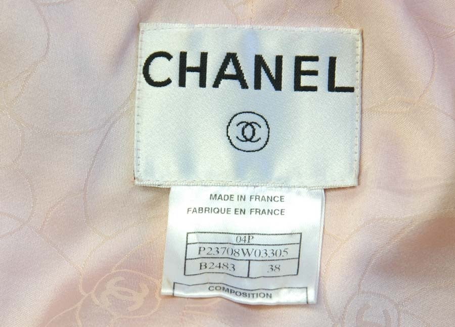 Women's CHANEL Pink Tweed Coat W. Camellia Pin & Belt Sz. 38 c. 2004