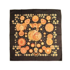 HERMES BLACK/GOLD LE ROY SOLEIL SILK SCARF