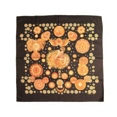 HERMES BLACK/GOLD LE ROY SOLEIL SILK SCARF