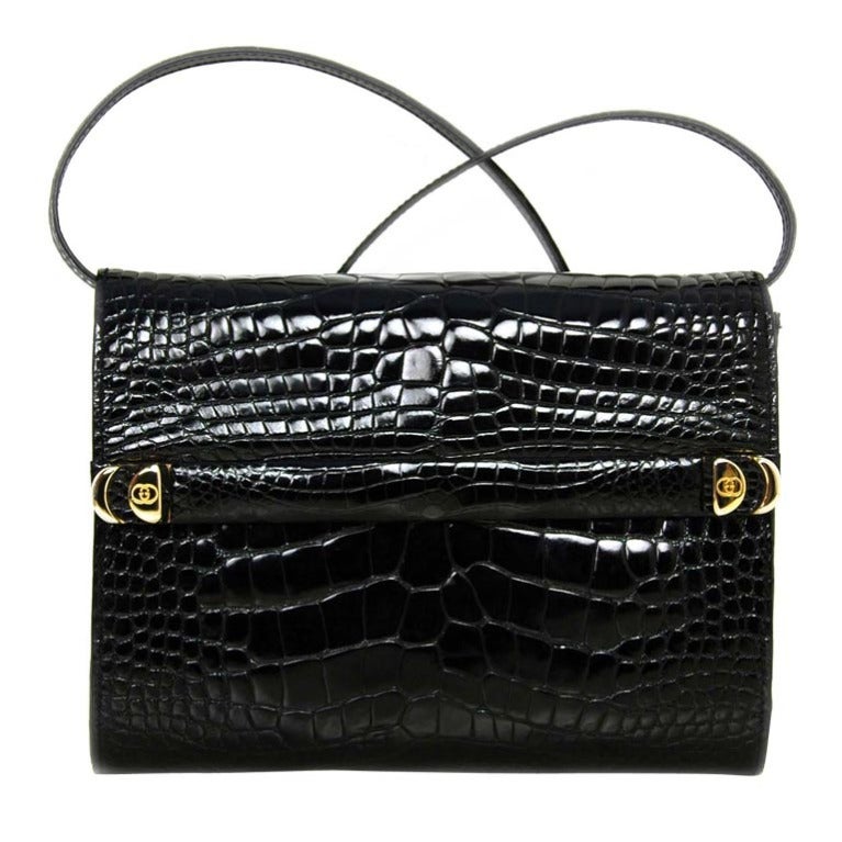 Vintage Gucci Glazed Crocodile Clutch/Evening Bag with Strap at 1stdibs