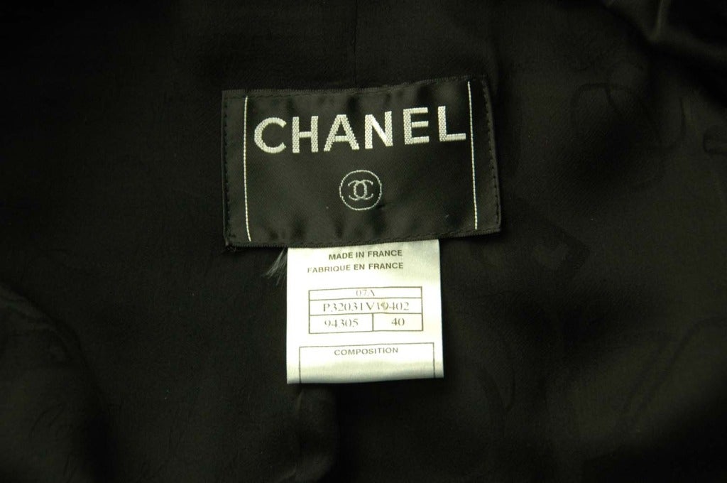 CHANEL Black Wool 3/4 Sleeve Coat W. Cross Buttons Sz. 40 c. 2007 In Excellent Condition In New York, NY