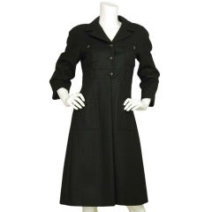 CHANEL Black Wool 3/4 Sleeve Coat W. Cross Buttons Sz. 40 c. 2007