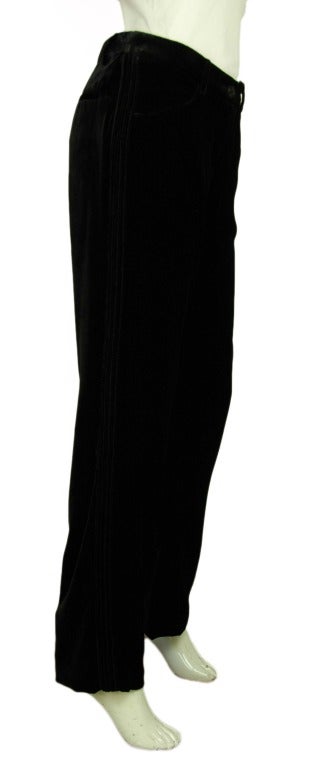 CHANEL NWT Black Velvet Tuxedo Pants -Sz 6 (Rt. $2,265) at 1stdibs