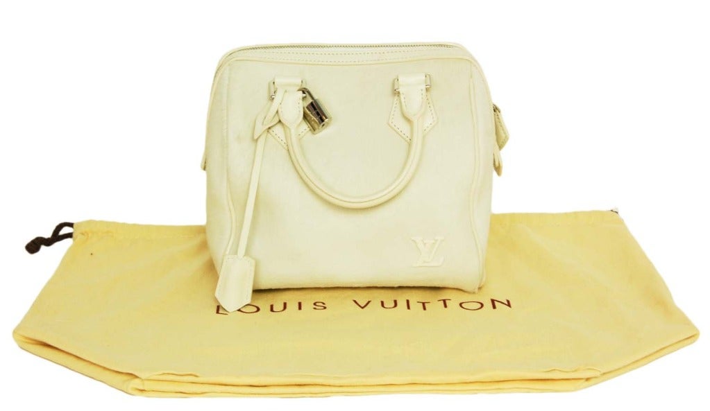 Louis Vuitton LV 2013 Limited Edition Ivory Pony Hair Speedy Cube Bag 4