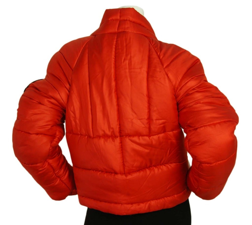 CHANEL Red Cropped Puffer Jacket - Sz. Small In Excellent Condition In New York, NY