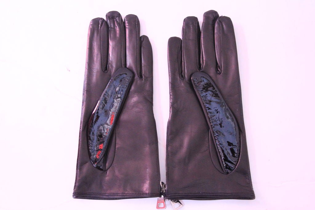 black patent gloves