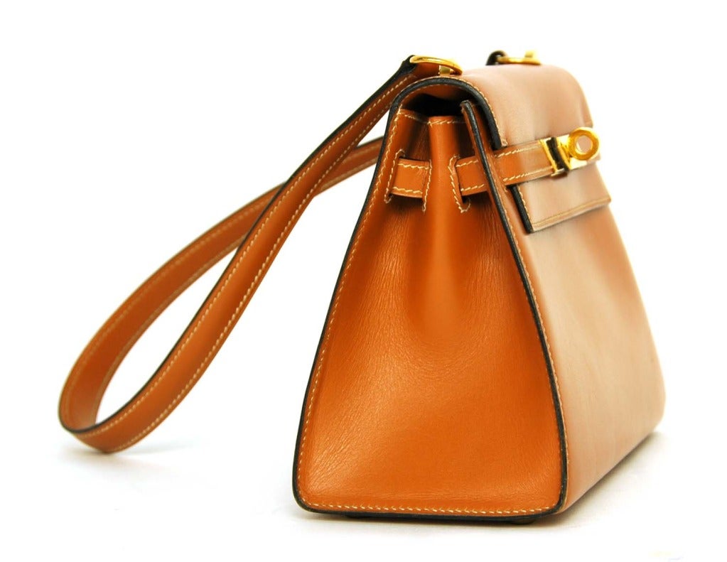 Hermès Vintage Tan Leather 20cm Mini Kelly Shoulder Bag w.. GHW Bon état à New York, NY