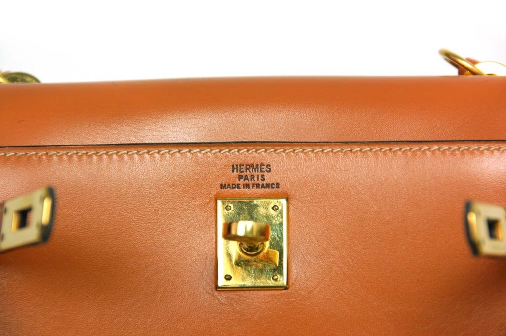 Hermes Vintage Tan Leather 20cm Mini Kelly Shoulder Bag w. GHW 2