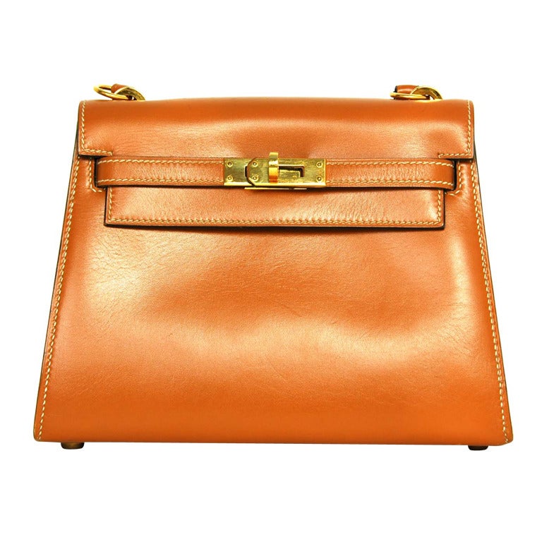 Hermes Vintage Tan Leather 20cm Mini Kelly Shoulder Bag w. GHW