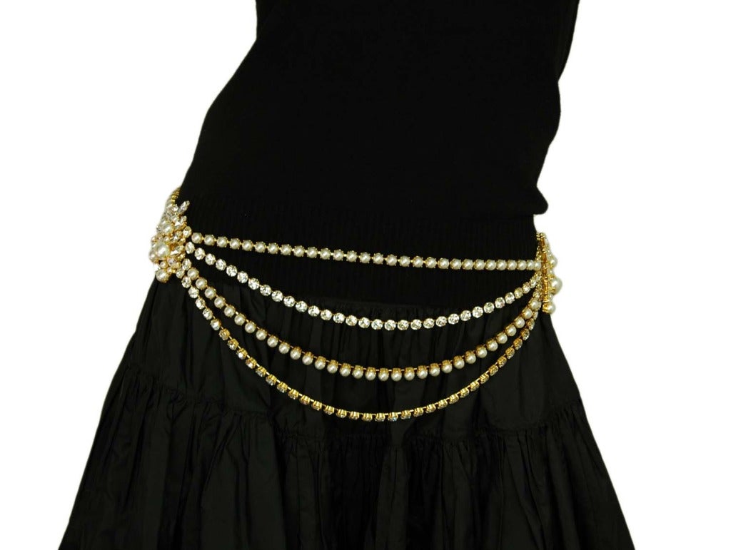 Women's Dolce & Gabbana Faux Pearl & Rhinestone Belt/Necklace