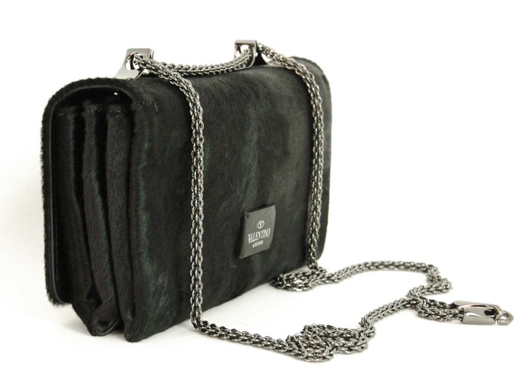 Valentino Noir "va-va-voom" Ponyhair Rockstud Rhinestone Bag