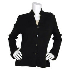 LORO PIANA Black Button Down Longsleeve Sweater Jacket-Sz 8