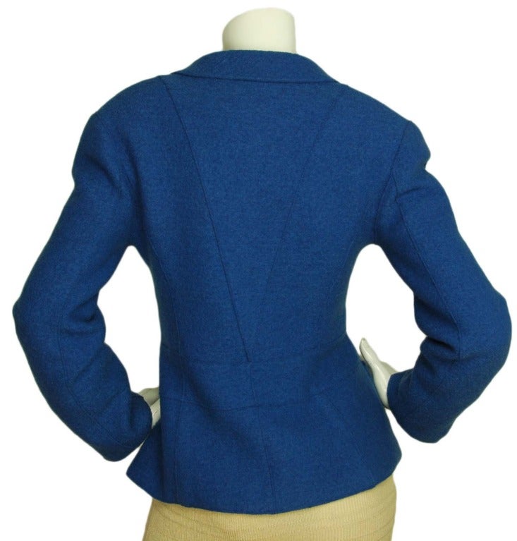 CHANEL Cobalt Blue Boucle Blazer W. Shoulder Pads Sz. 36 c. 1999 In Excellent Condition In New York, NY