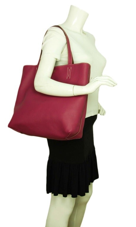 HERMES Pink Tosca & Brown 'Double Sens' Leather Reversible Tote Leather c. 2013